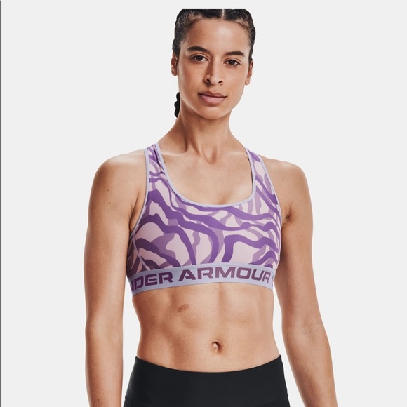 NWT Under Armour Women's Armour® Mid Crossback Mid Printed Sports Bra - Picture 1 of 6